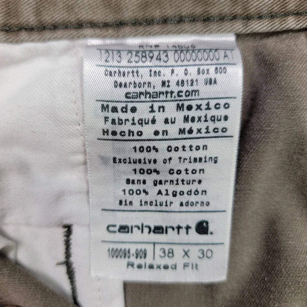 Men's Carhartt Relaxed Fit Work Pants, Brown, Size 38x30,‎ Pre-Owned